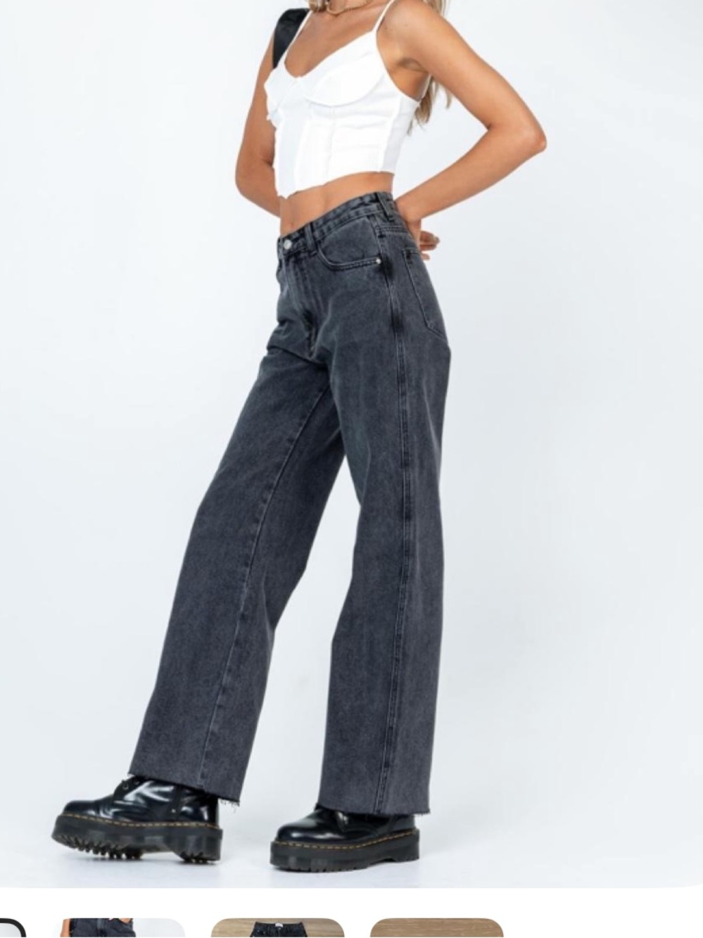 Princess Polly Washed Black Straight Leg Jeans